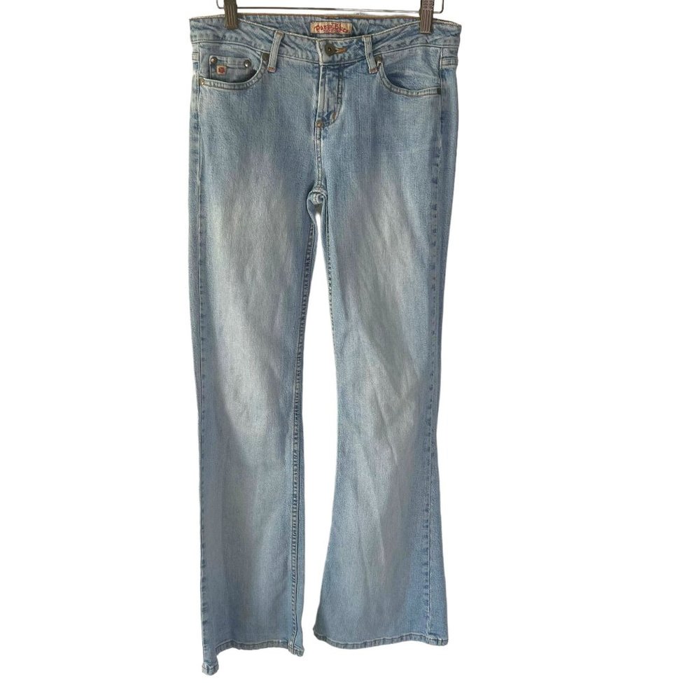 Vintage Y2K Light Blue Flare Leg Denim Low Rise Jeans 7 - Picture 1 of 16